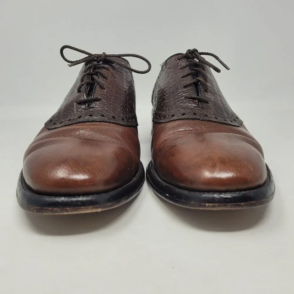 Allen Edmonds Shoes Men 9C Brown Wildebeest Leather Saddle Polo Dress USA Exotic